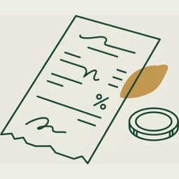Illustration: kvitto med procent och mynt