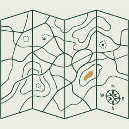 Illustration: karta med kompass
